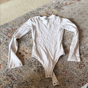 Abercrombie & Fitch Cream Long Sleeve Bodysuit